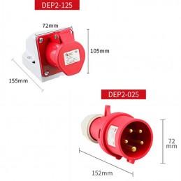 Delixi Electric IP44 Industrial Electrical Socket DEP2-0252, DEP2-1252