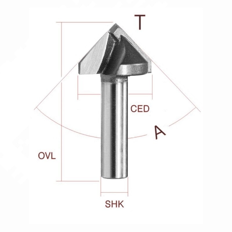 3D V Groove Engraving CNC Router Bits 45° Woodworking Carving Tool